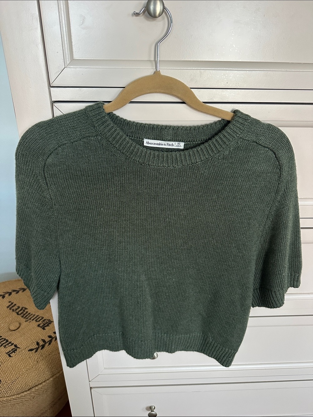 Abercrombie & Fitch Olive Green Crew Neck Short-Sleeve Sweater